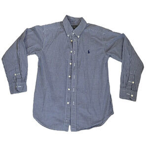 Ralph Lauren Mens Medium Button Down Shirt Blue White